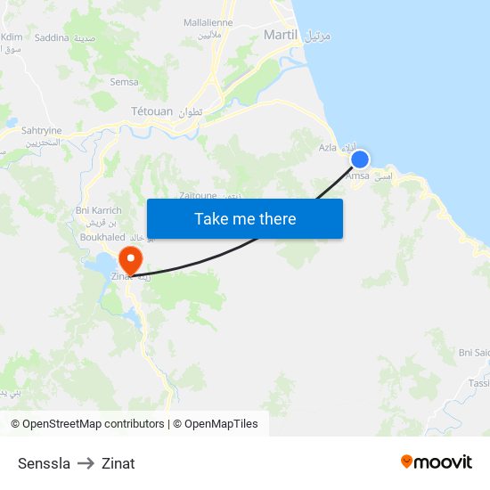 Senssla to Zinat map