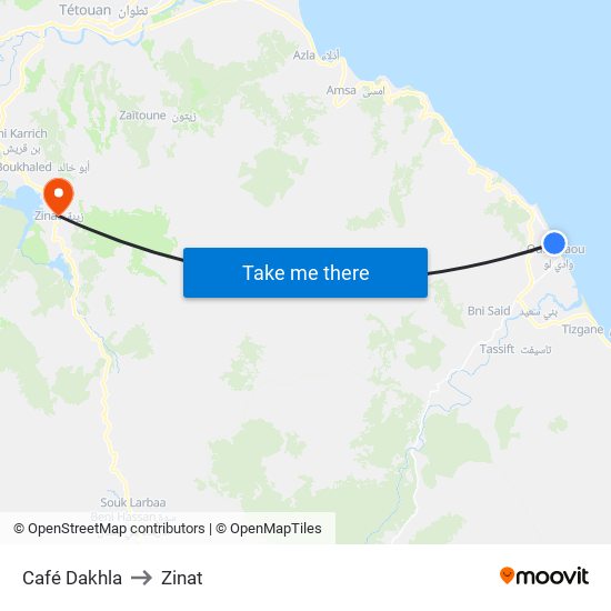 Café Dakhla to Zinat map