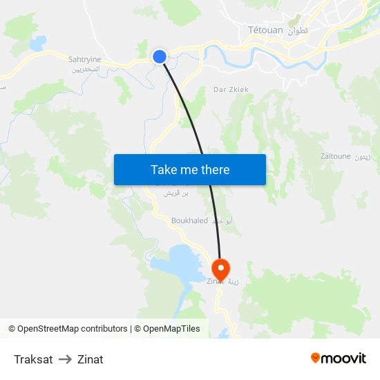 Traksat to Zinat map