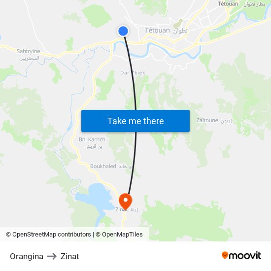 Orangina to Zinat map