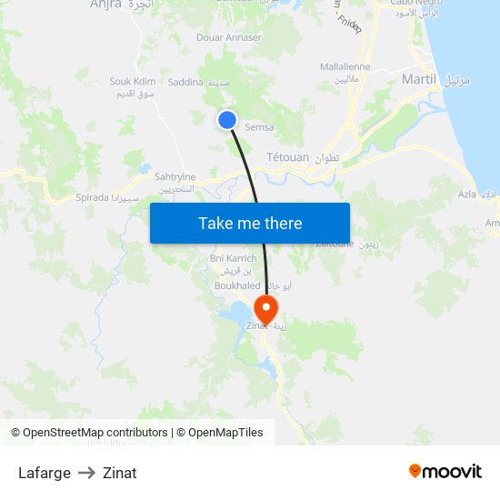 Lafarge to Zinat map