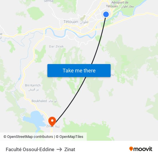 Faculté Ossoul-Eddine to Zinat map