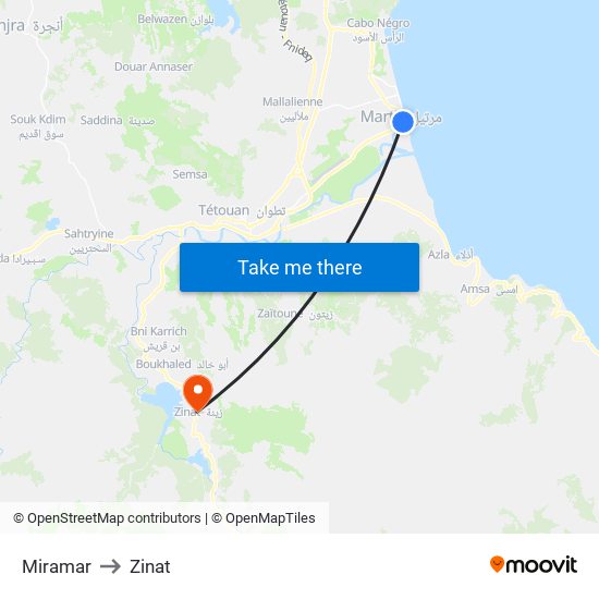 Miramar to Zinat map