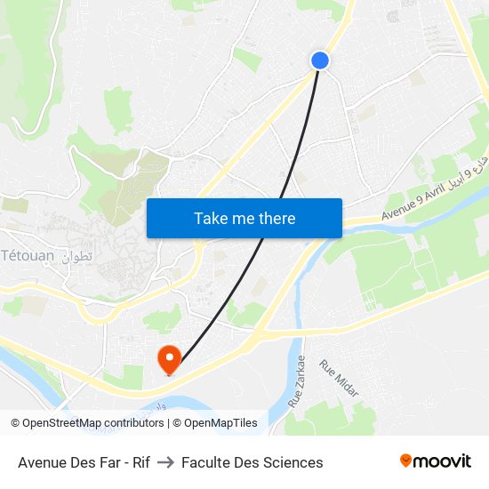 Avenue Des Far - Rif to Faculte Des Sciences map