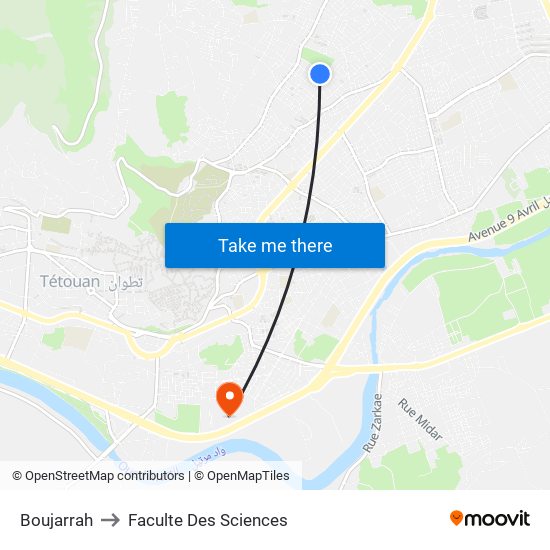 Boujarrah to Faculte Des Sciences map