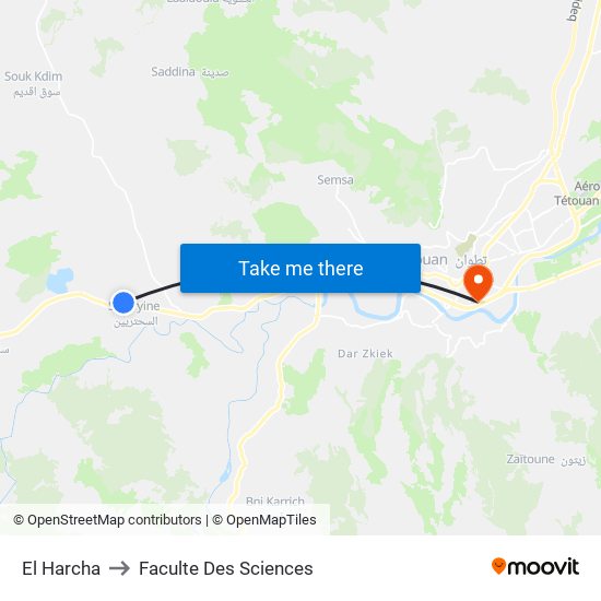 El Harcha to Faculte Des Sciences map