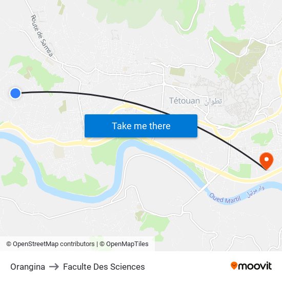 Orangina to Faculte Des Sciences map