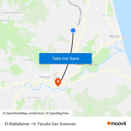 El Mallalienne to Faculte Des Sciences map