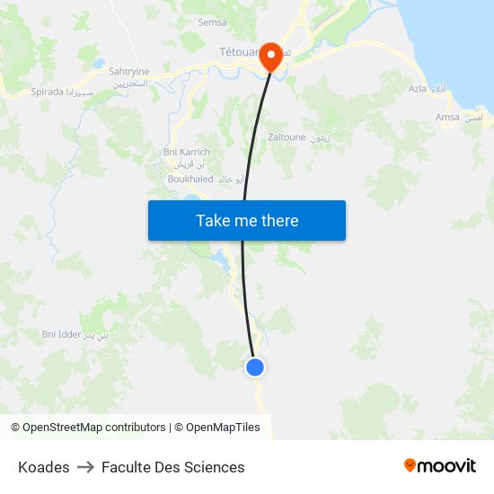 Koades to Faculte Des Sciences map