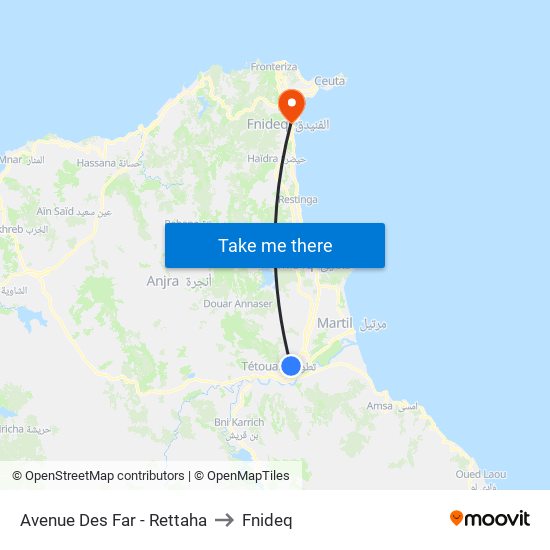 Avenue Des Far - Rettaha to Fnideq map