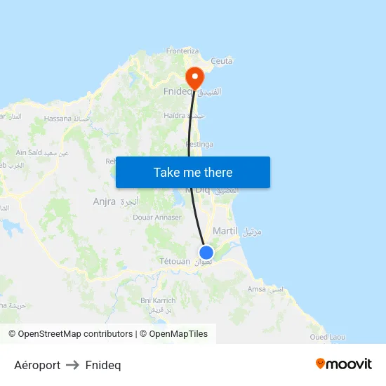 Aéroport to Fnideq map
