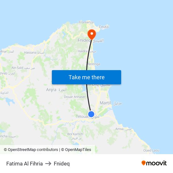 Fatima Al Fihria to Fnideq map