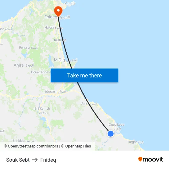 Souk Sebt to Fnideq map