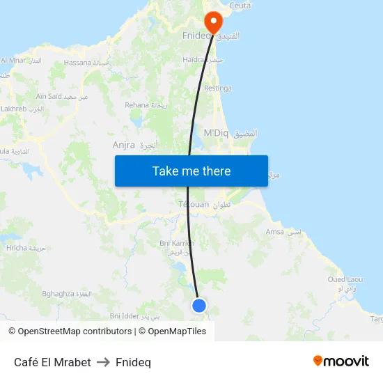 Café El Mrabet to Fnideq map