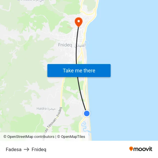 Fadesa to Fnideq map