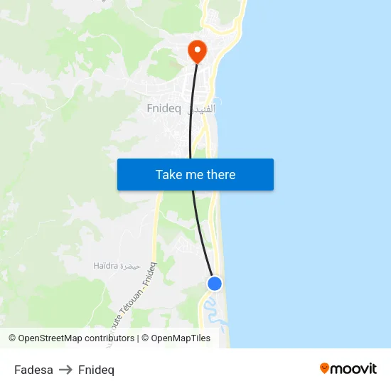 Fadesa to Fnideq map