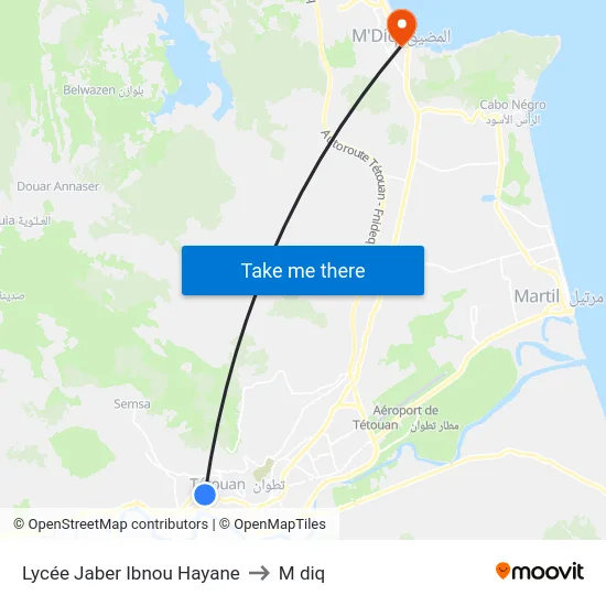Lycée Jaber Ibnou Hayane to M diq map