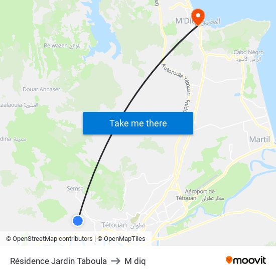 Résidence Jardin Taboula to M diq map