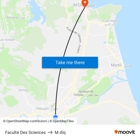 Faculté Des Sciences to M diq map