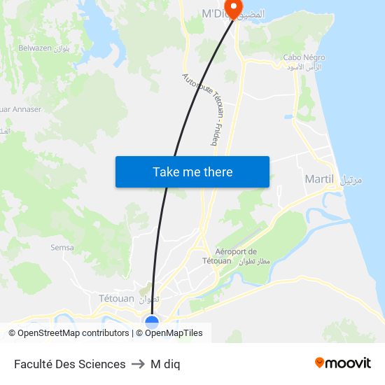 Faculté Des Sciences to M diq map