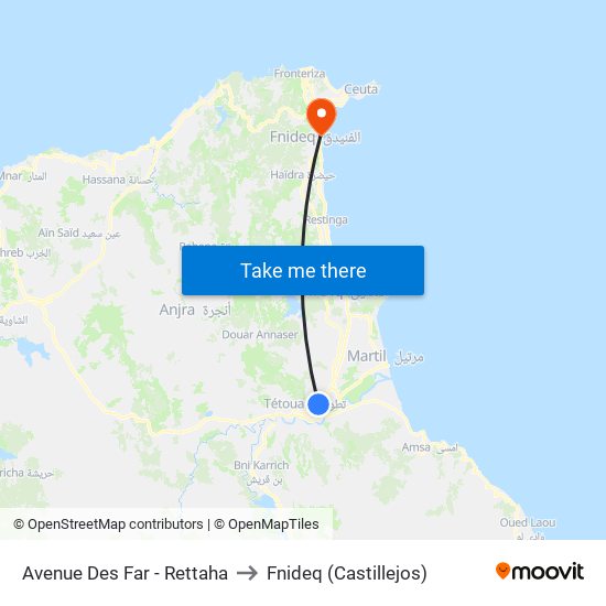Avenue Des Far - Rettaha to Fnideq (Castillejos) map