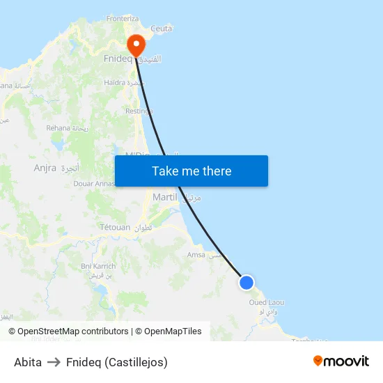 Abita to Fnideq (Castillejos) map