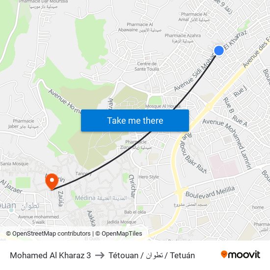 Mohamed Al Kharaz 3 to Tétouan / تطوان / Tetuán map