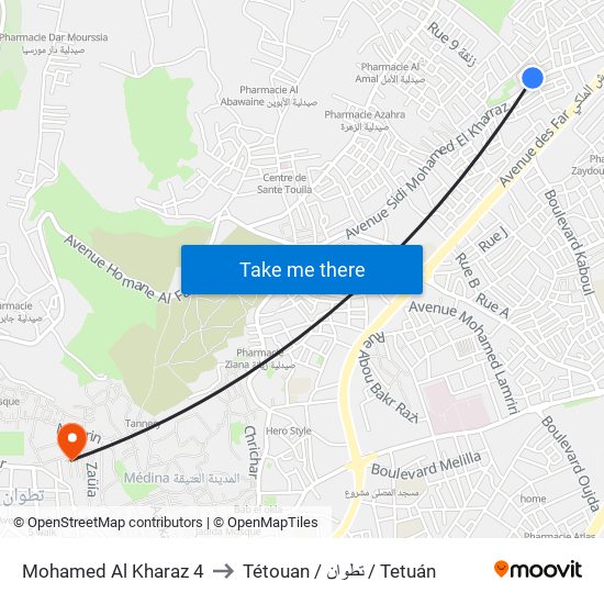 Mohamed Al Kharaz 4 to Tétouan / تطوان / Tetuán map