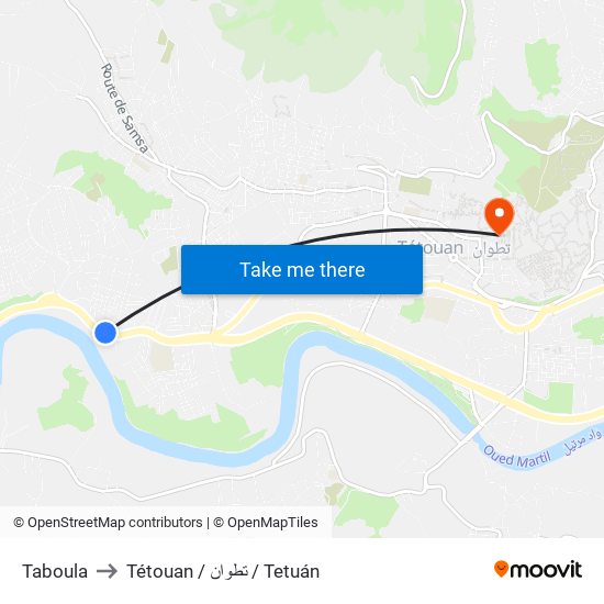 Taboula to Tétouan / تطوان / Tetuán map