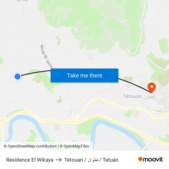 Résidence El Wikaya to Tétouan / تطوان / Tetuán map