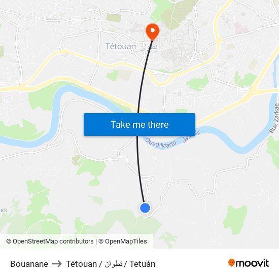 Bouanane to Tétouan / تطوان / Tetuán map