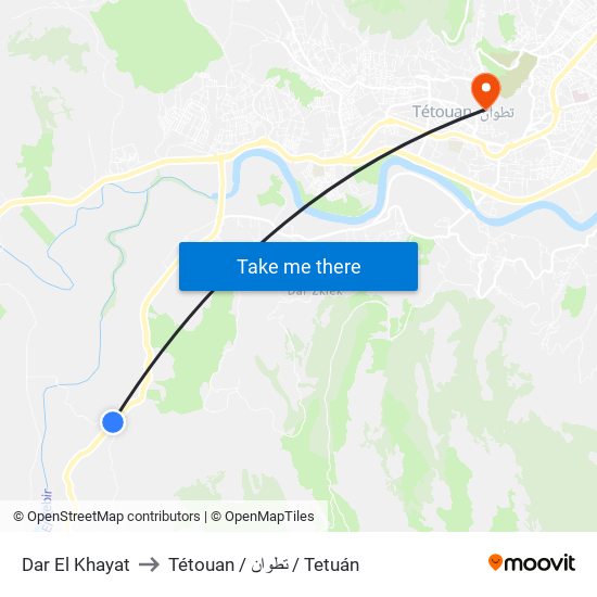 Dar El Khayat to Tétouan / تطوان / Tetuán map