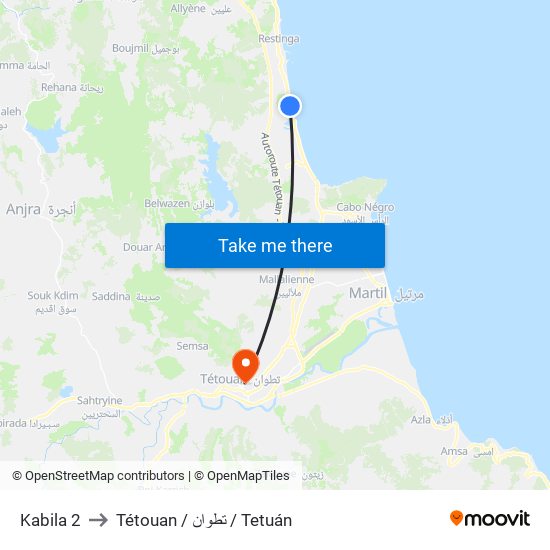 Kabila 2 to Tétouan / تطوان / Tetuán map