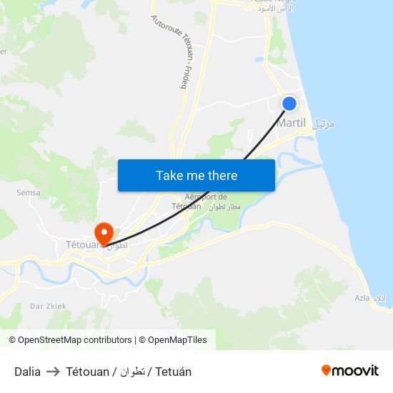 Dalia to Tétouan / تطوان / Tetuán map