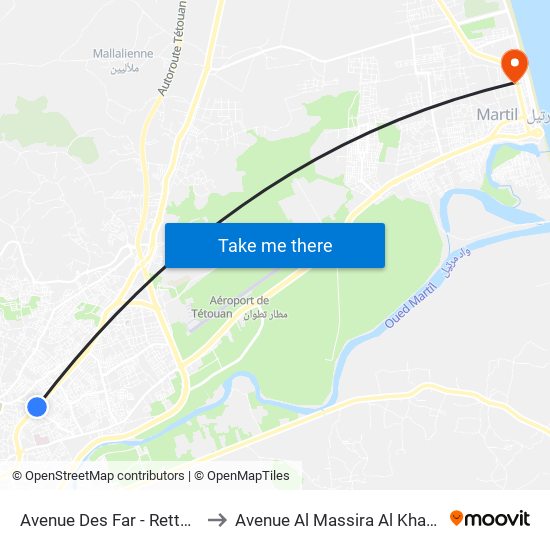 Avenue Des Far - Rettaha to Avenue Al Massira Al Khadra map