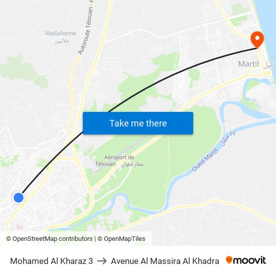 Mohamed Al Kharaz 3 to Avenue Al Massira Al Khadra map