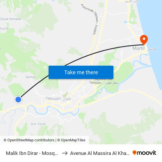 Malik Ibn Dirar - Mosquée to Avenue Al Massira Al Khadra map