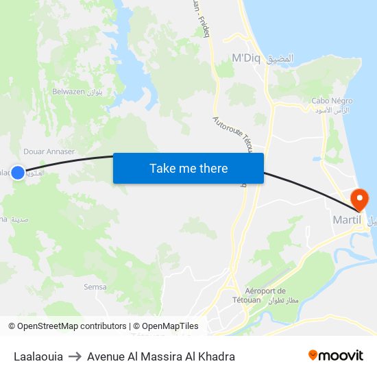 Laalaouia to Avenue Al Massira Al Khadra map