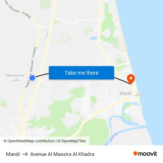 Mandi to Avenue Al Massira Al Khadra map