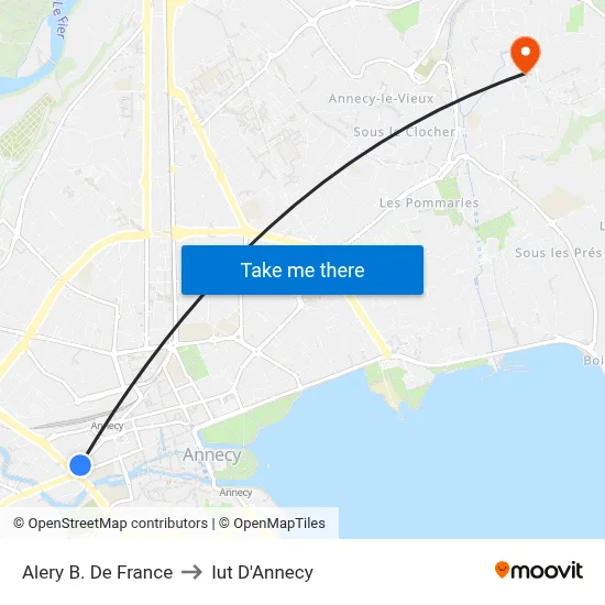 Alery B. De France to Iut D'Annecy map
