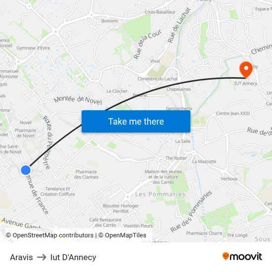 Aravis to Iut D'Annecy map