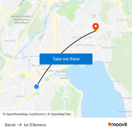 Barral to Iut D'Annecy map
