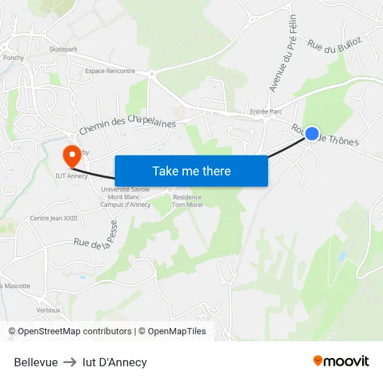 Bellevue to Iut D'Annecy map