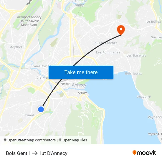 Bois Gentil to Iut D'Annecy map