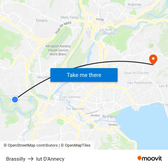 Brassilly to Iut D'Annecy map
