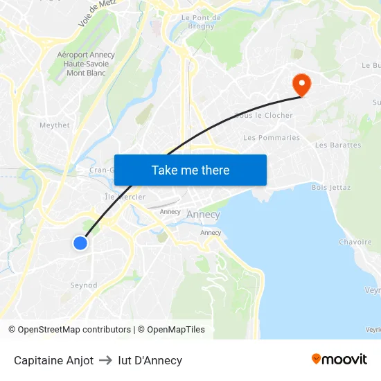 Capitaine Anjot to Iut D'Annecy map