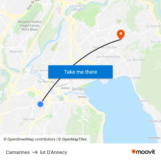 Camarines to Iut D'Annecy map