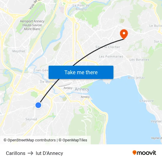 Carillons to Iut D'Annecy map