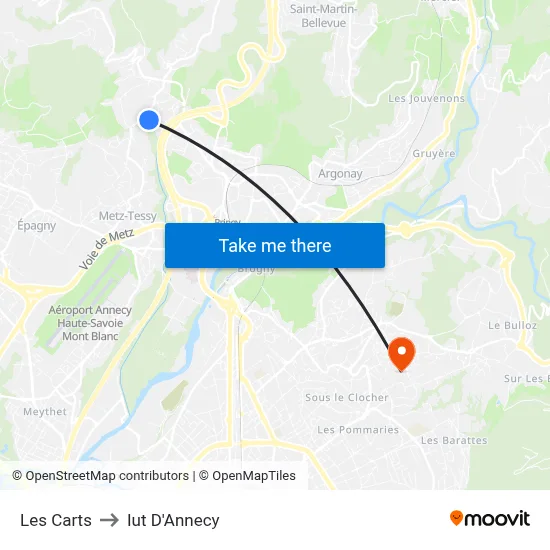Les Carts to Iut D'Annecy map