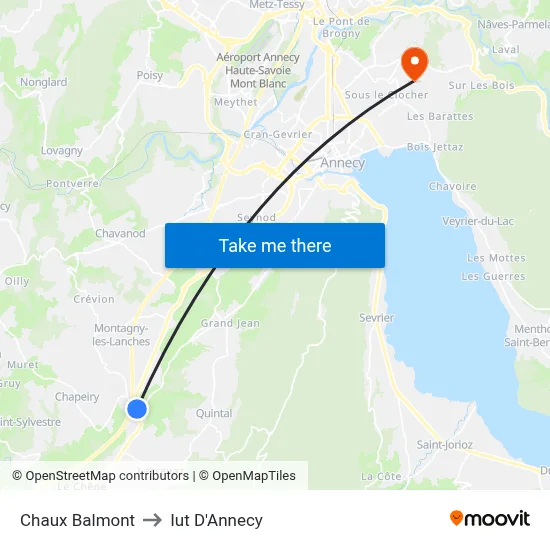 Chaux Balmont to Iut D'Annecy map